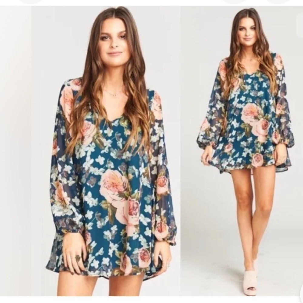 SHOW ME YOUR MUMU XS Donna Michelle green floral fairycore feminine mini dress